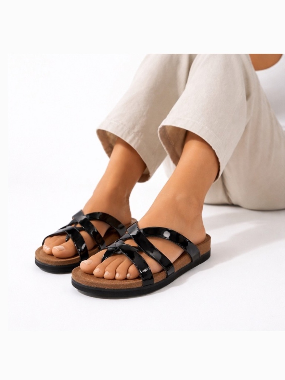 NEW BETULA BIRKENSTOCK STRAP SANDALS PATENT LEATHER